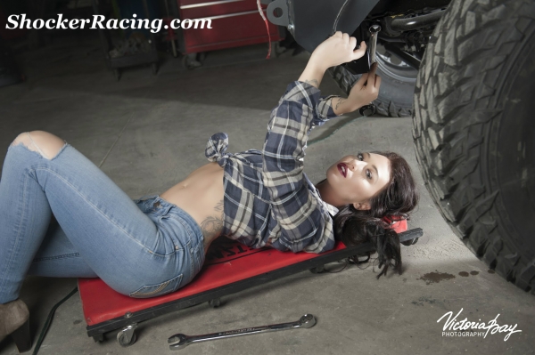 Bex Russ with a badass Rat Rod for ShockerRacingGirls