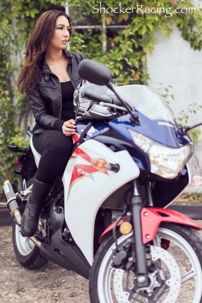 Bex Russ for ShockerRacingGirls with her Honda CBR