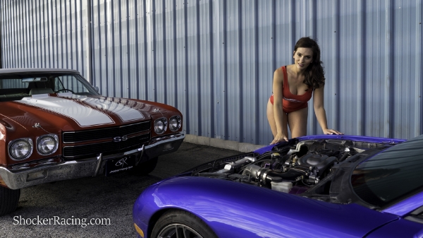 Kylin Sloan with a Mazda RX-7 and a 1970 Chevelle SS 396