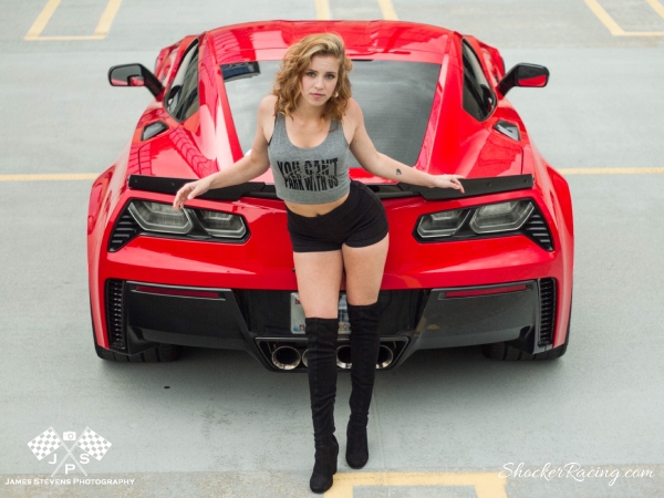 Sarah Senecal with a C7 Z06 for ShockerRacingGirls