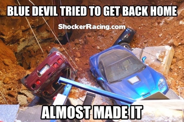 Blue Devil ZR1 Corvette funny meme Corvette Museum Sinkhole