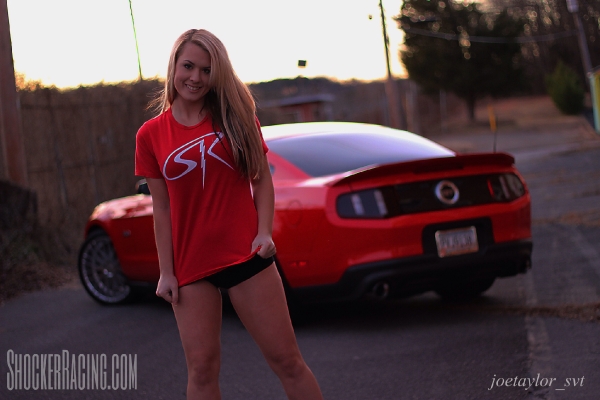 Kaitlyn Macdonald with her 2011 Mustang GT 5.0 for ShockerRacingGirls