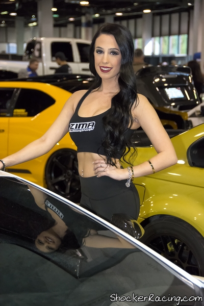 Alexia modeling in the Zima Motorsports booth at Tuner Galleria 2015