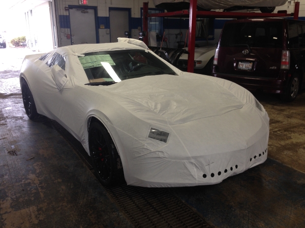 2015 Chevrolet Corvette Z06 with the shipping cover still on.