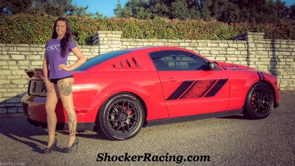 Twyla Dellinger with her 2008 Mustang in Texas