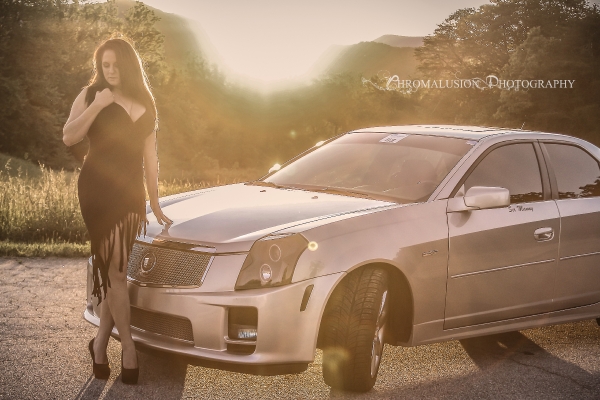 Nikki Thibeault with a CTS-V for ShockerRacingGirls