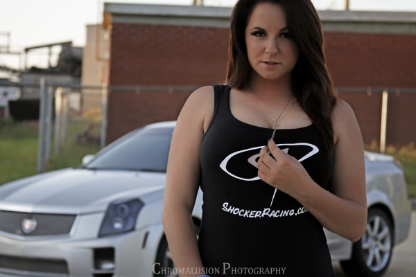 Nikki Thibeault with a CTS-V for ShockerRacingGirls