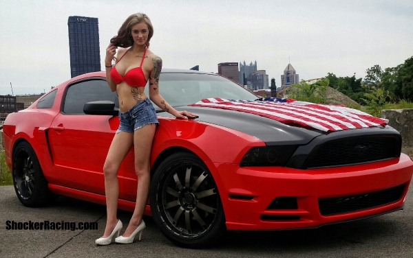 Jaide with Caleb Roach's S197 Mustang for ShockerRacingGirls