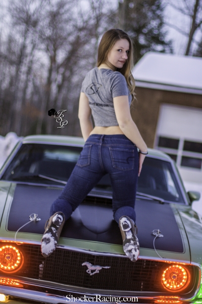 Nicole for ShockerRacingGirls with Tyler Sorget's Mach 1 Mustang