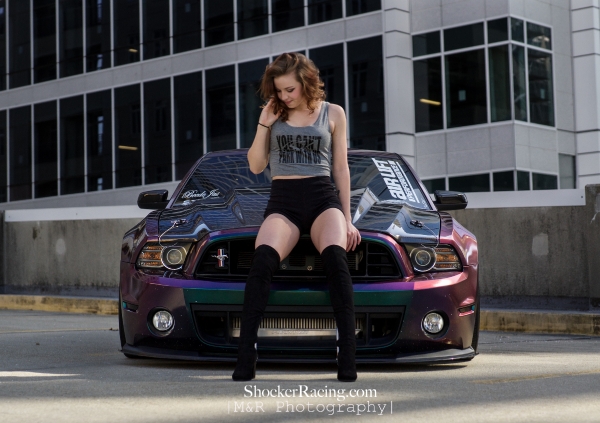 Sarah Senecal for ShockerRacingGirls with Beedo Jas' Mustang