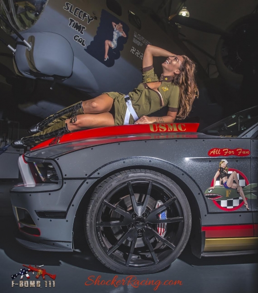 Bex Russ with John Forester's Armed Forces Tribute Mustang