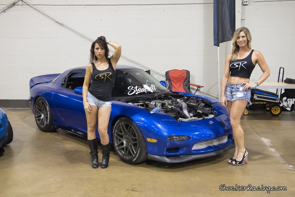 Jenny Walters and Mrs ShockerRacing with Bill Allred's RX7